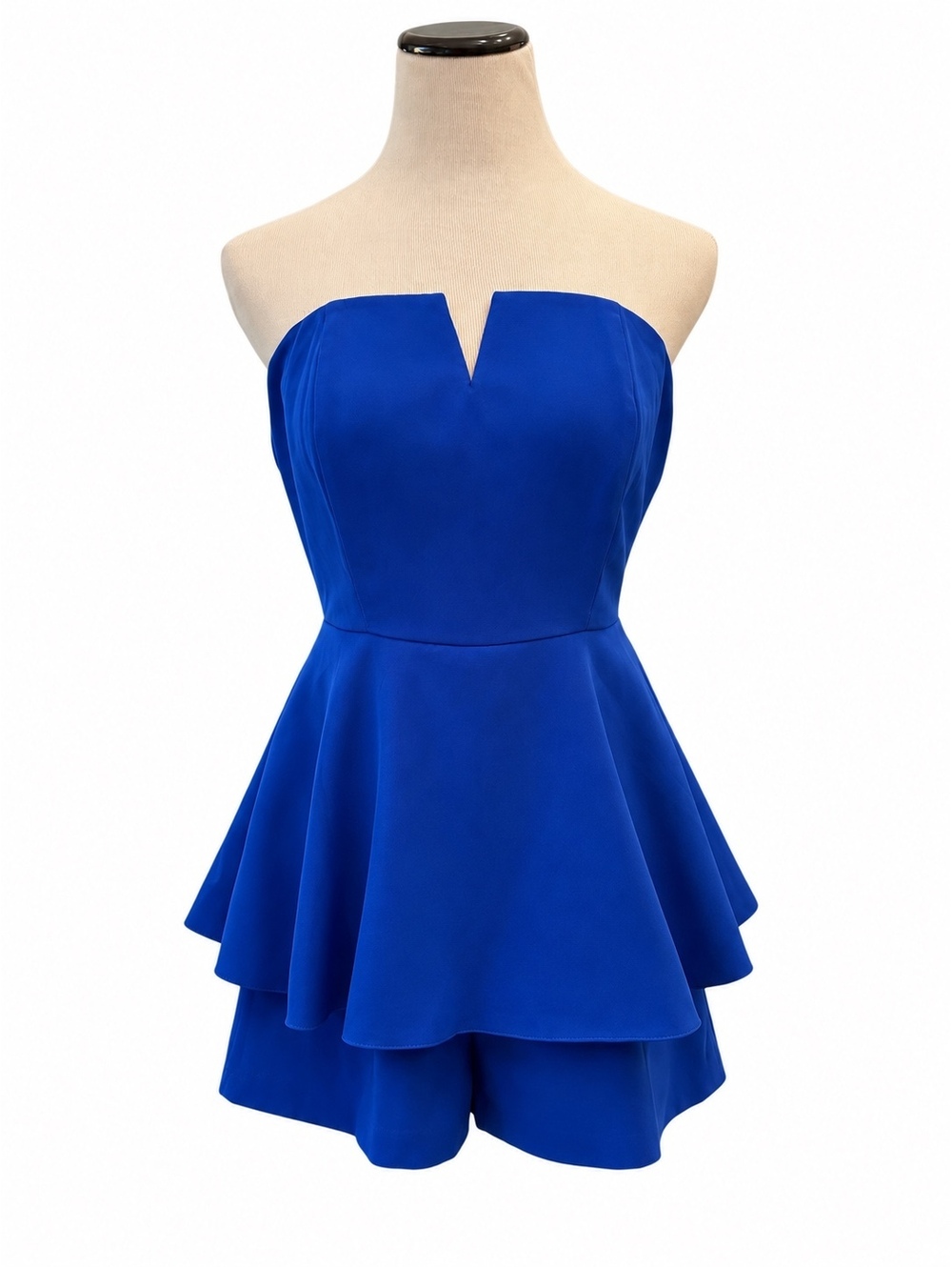Judith March Strapless Peplum Romper Royal Blue Size L